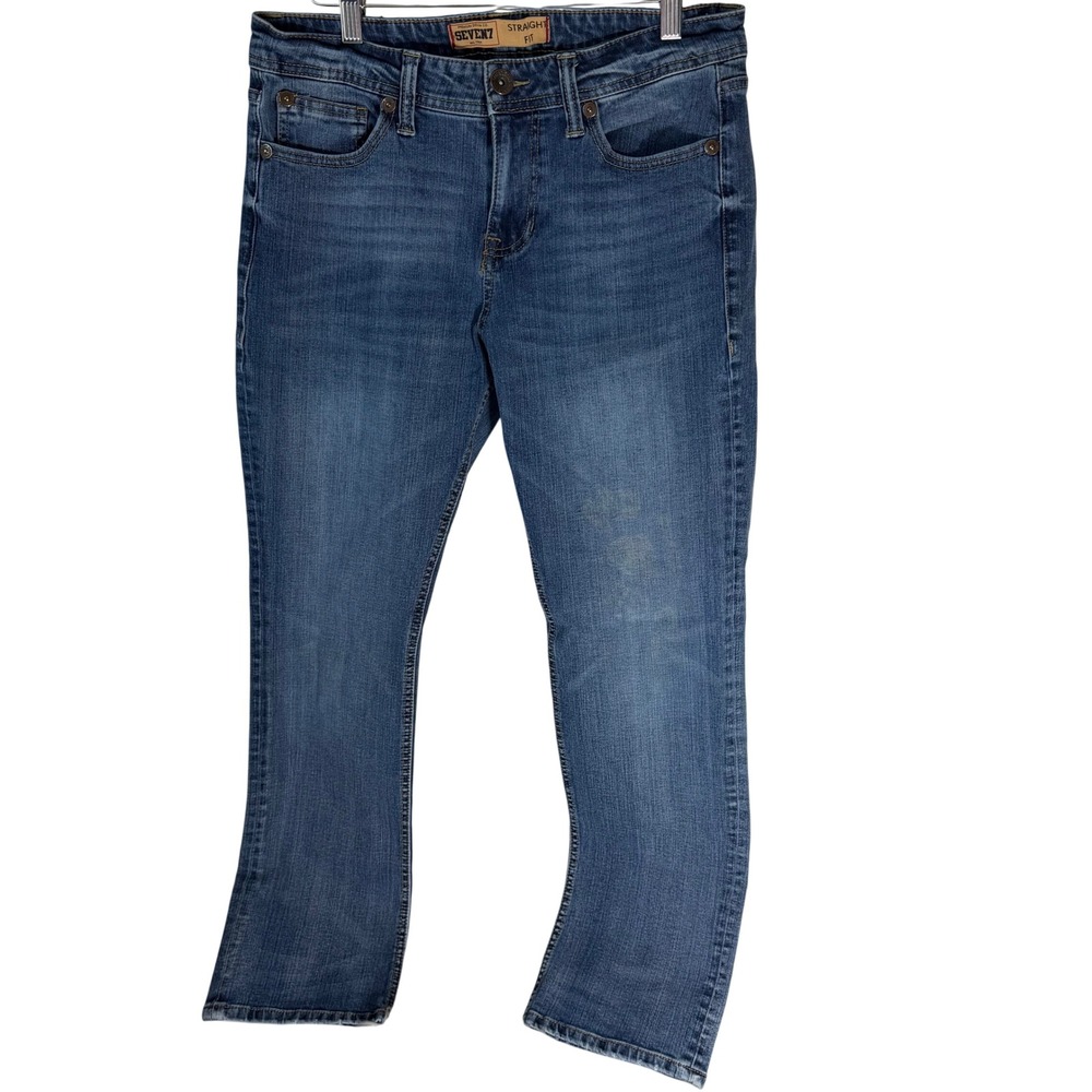 Seven7 Premium Denim Co Mens‎ Straight Fit Jeans Medium Wash Blue